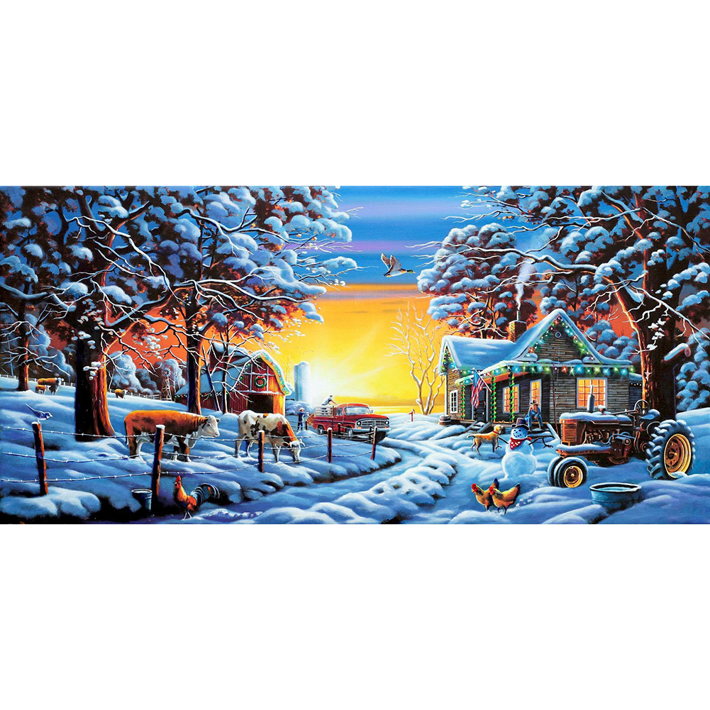 

Cabin Scenery - Round Drill Diamond Painting - 80*40CM (Big Size), 501 Original