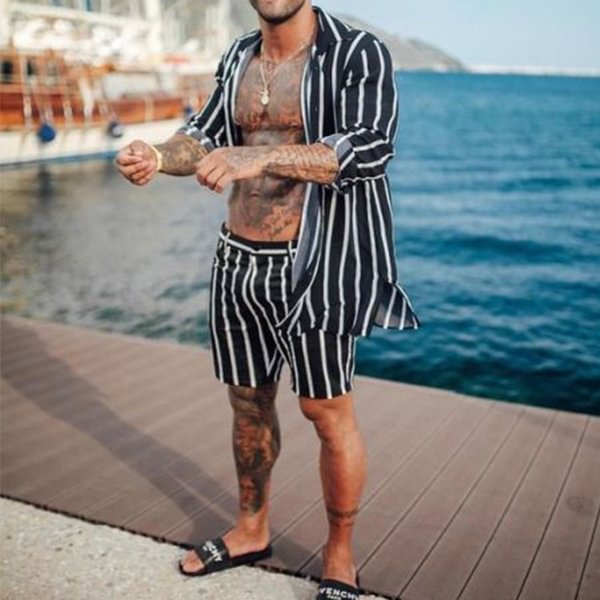 Fashion Casual Striped Summer Suit HH026