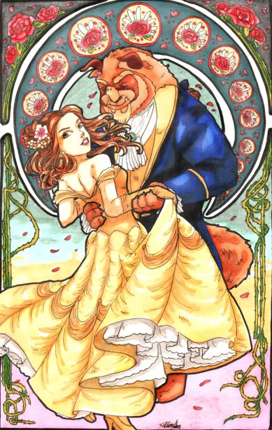 Beauty And The Beast 40*50CM(Canvas) Full Round Drill Diamond Painting gbfke