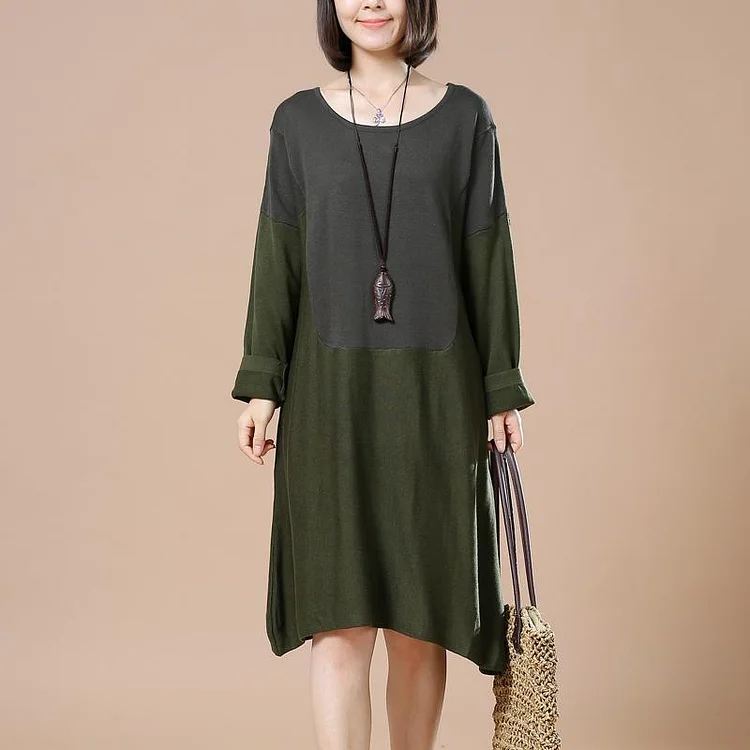 Green women casual sweater plus size winter dresses
