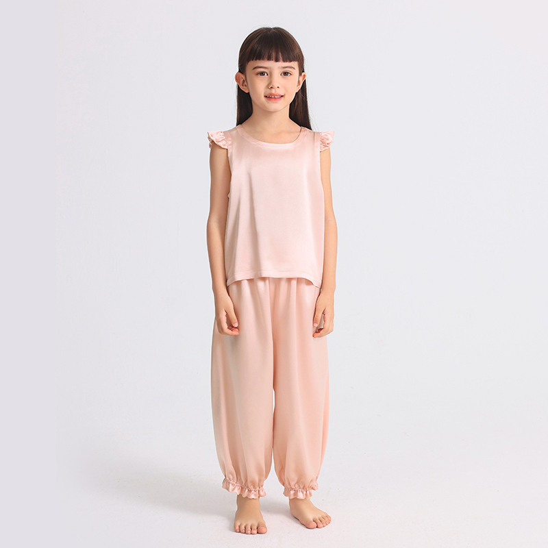22 Momme 2-piece Silk Pajamas For Kid REAL SILK LIFE