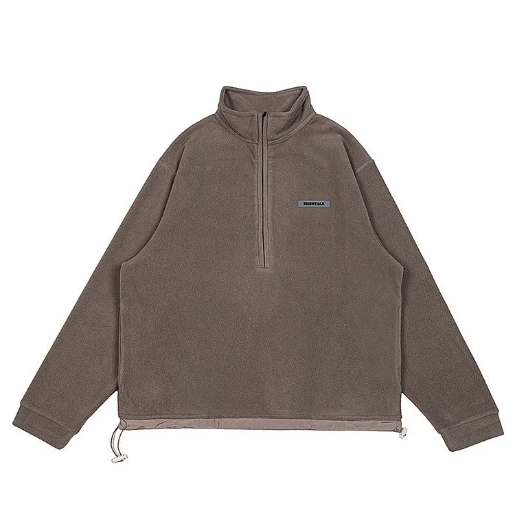 Fear of God Fog Essentials Zipper Fleece Sweater Loose Fleece-Lined Half-High Collar Warm Top