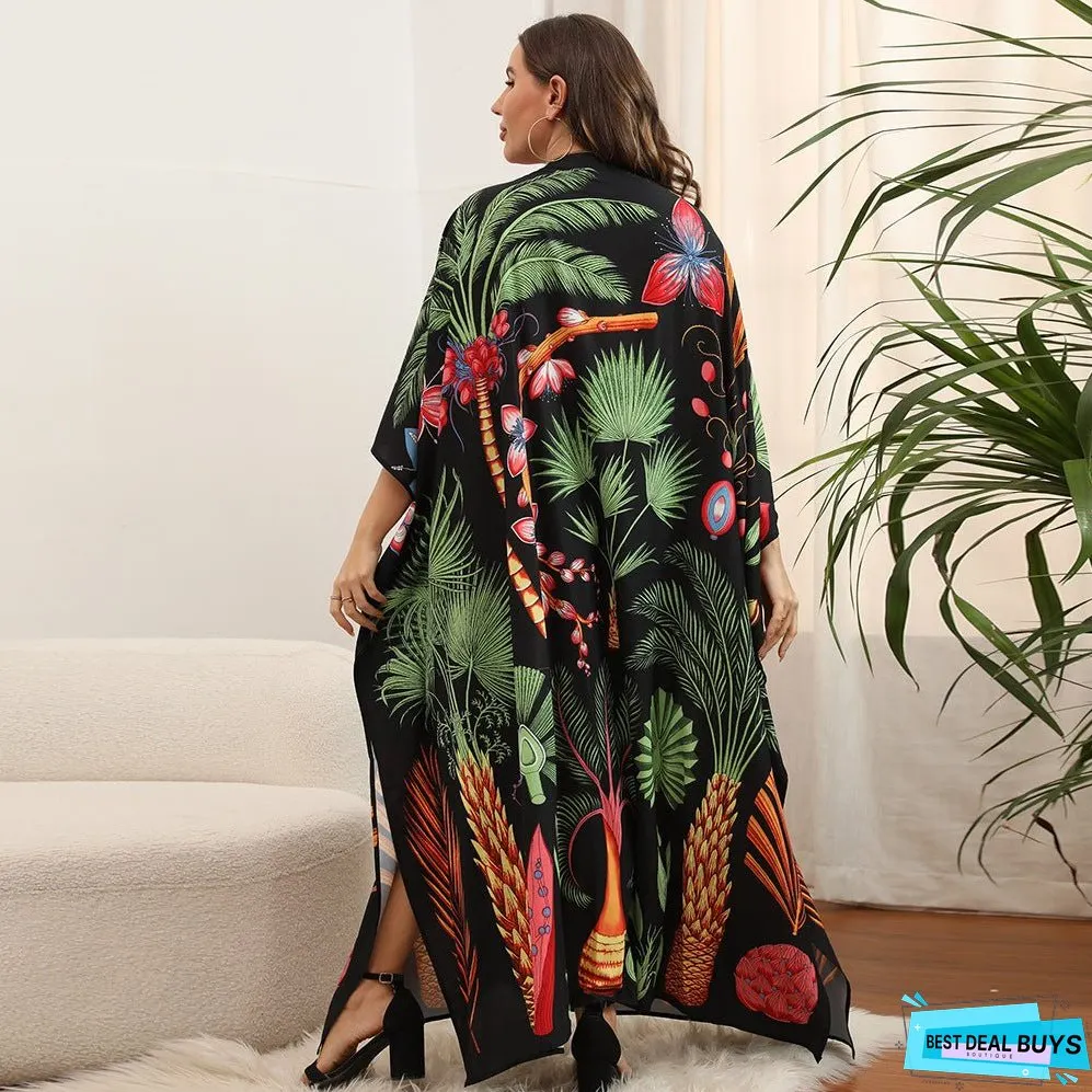 Beach blouse oversized loose fit bat sleeve resort dress