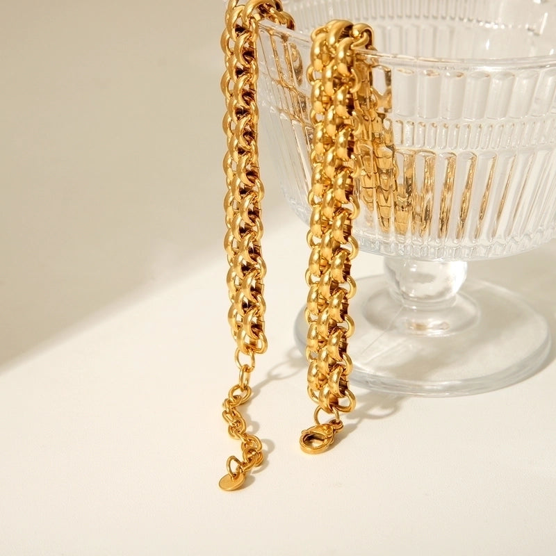 Classic Style Solid Color 304 Stainless Steel Titanium Steel 18K Gold Plated Necklace