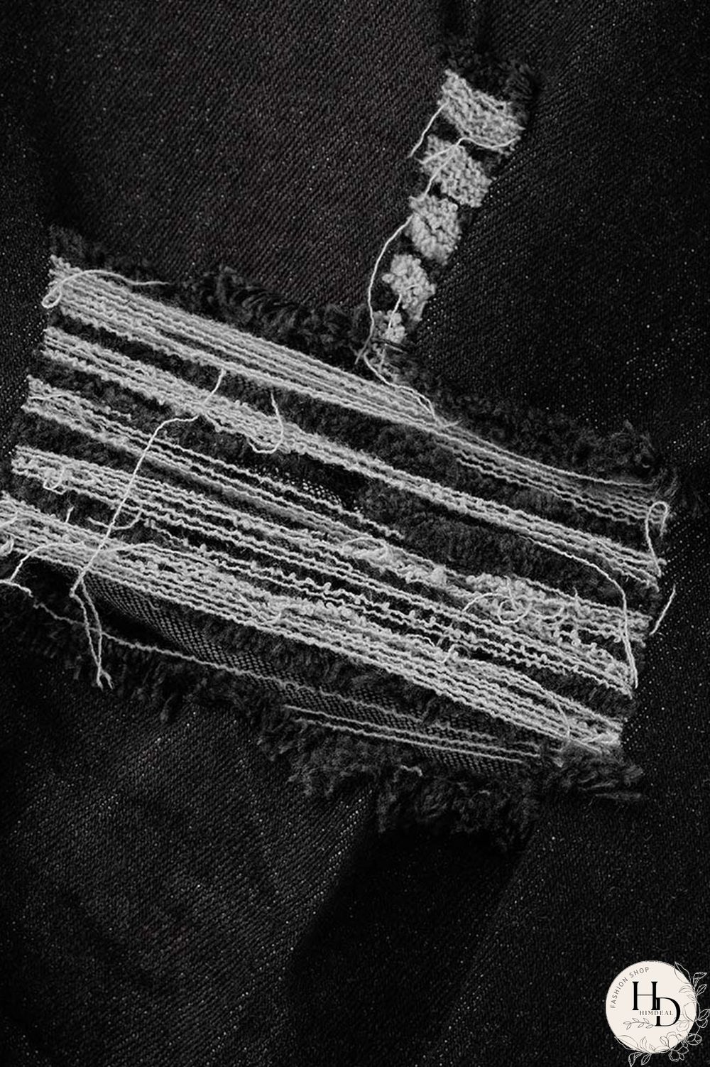 Black Fashion Casual Solid Ripped Plus Size Jeans