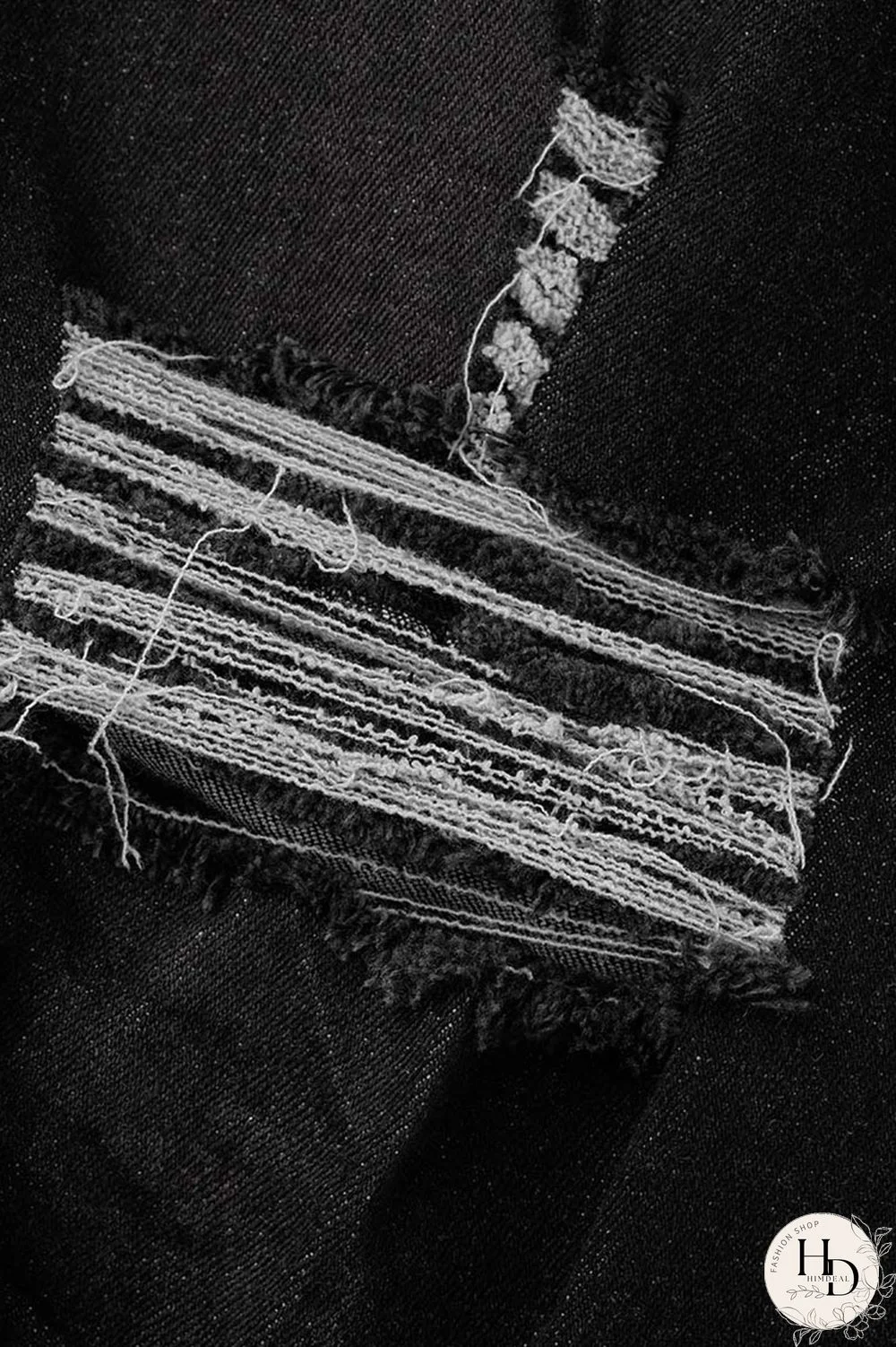 Black Fashion Casual Solid Ripped Plus Size Jeans