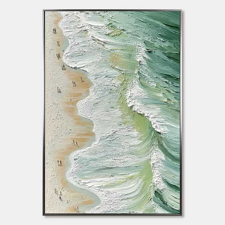 SEASHORE SERENADE: Textured Impasto Beach Oil Painting（Canvas painting）