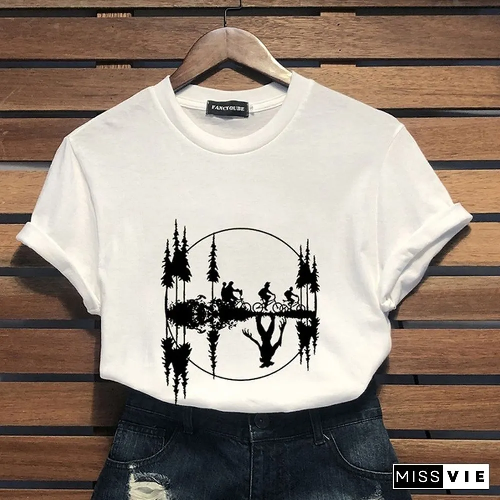 Stranger Things Print Short Sleeve T-Shirt Women Casual Funny T Shirt Tops
