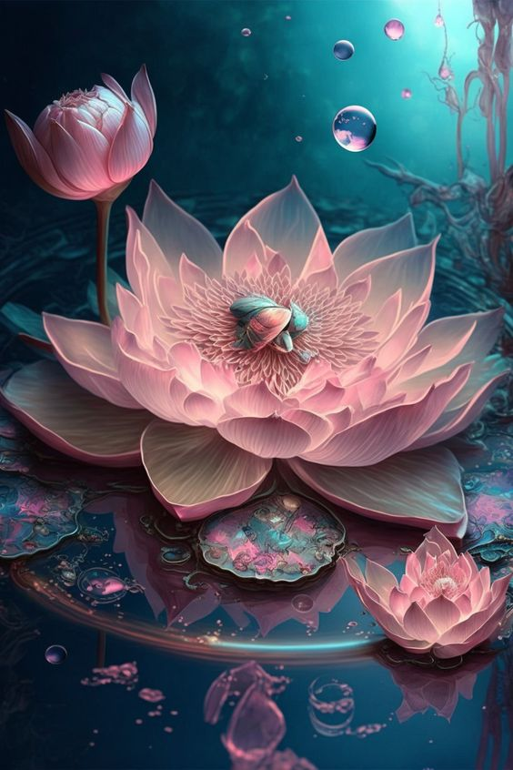  Lotus 40*60CM (Canvas)AB Round Drill Diamond Painting gbfke
