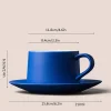 Rhine Blue Matte Thick Handle Ceramic Coffee Cup and Saucer Set