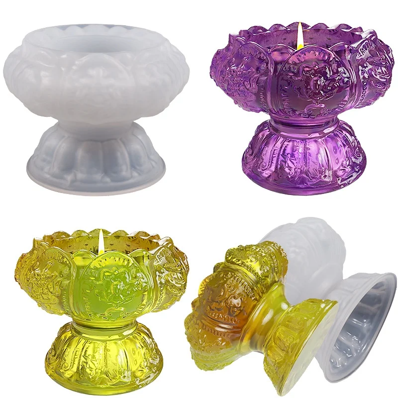 Lotus Relief Candle Holder Silicone Mold