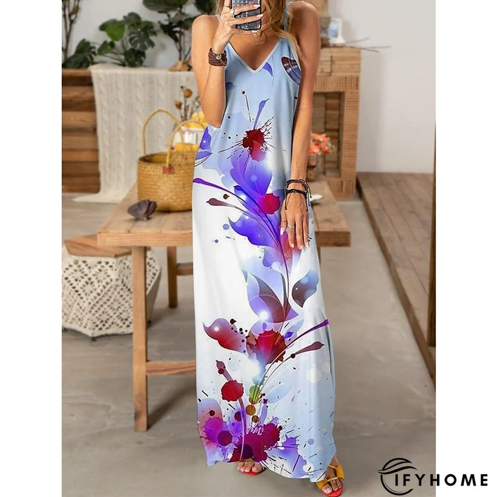 Women's Long Dress Maxi Dress Casual Dress Slip Dress Print Dress Animal Butterfly Casual Outdoor Daily Beach Backless Print Sleeveless V Neck Dress Regular Fit Pink Royal Blue Blue Spring Summer S M | IFYHOME