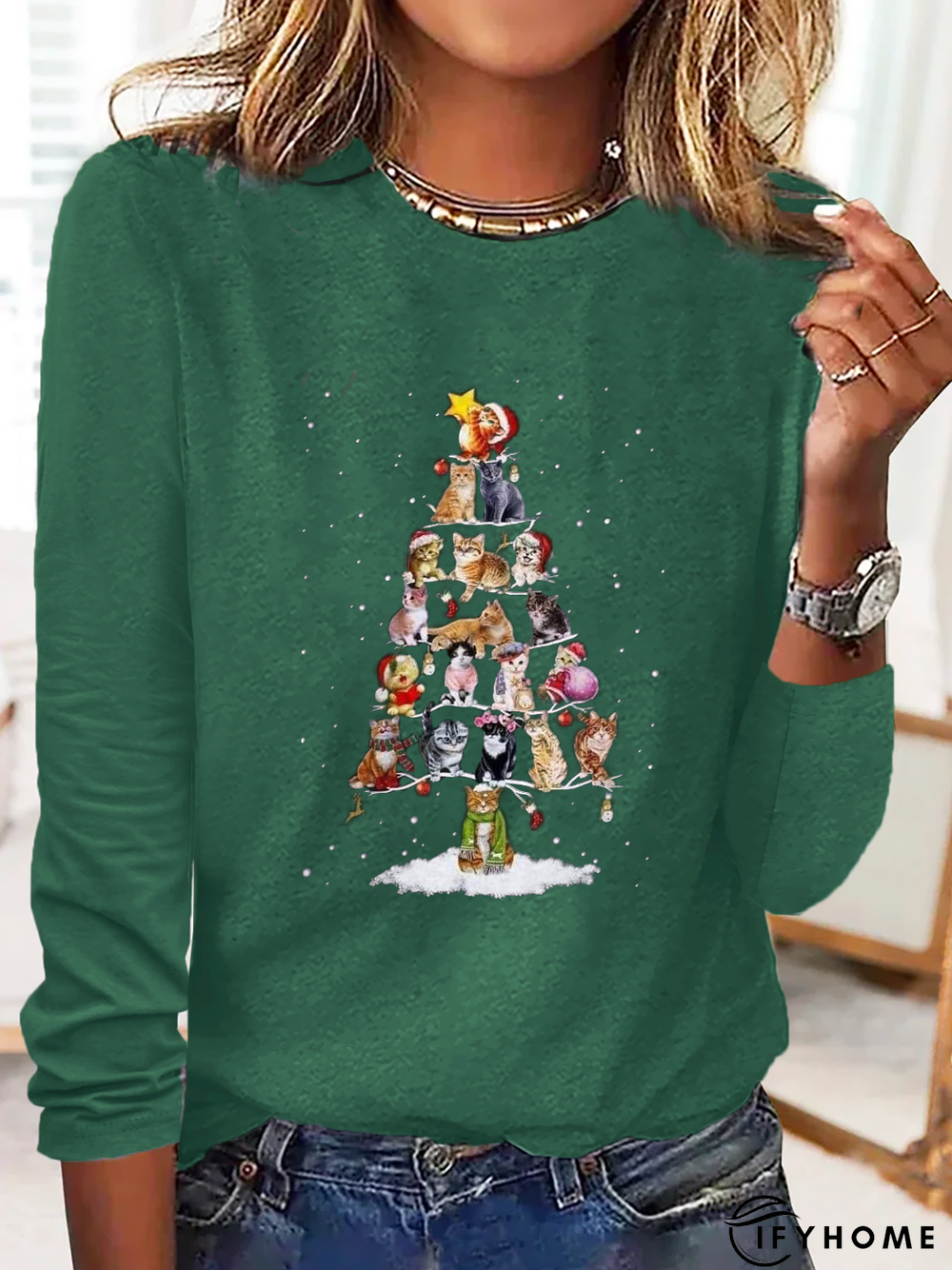 Christmas Tree Printed Casual T-Shirt Xmas T-shirt | IFYHOME