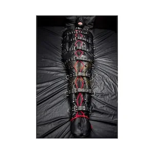 pornhint Pornhint Exclusive Heavy Duty Pure BDSM Bondage Full Restrictive Premium Cow Leather Laced Sleepsack With D-Rings & Thick Straps