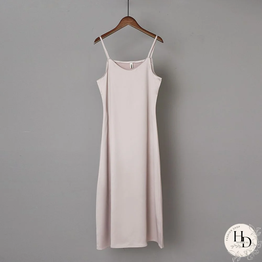 Ordfree Summer Women Long Satin Slip Dress Spaghetti Strap Elegant Lady Sexy Satin Party Dress S-4XL