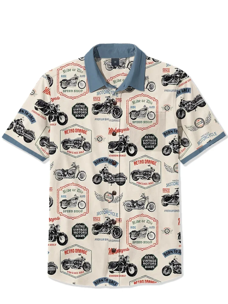 Suitmens 100% Cotton - Retro Motorcycle Medal  Shirt