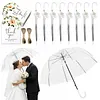 52 Inch Large Clear Bubble Umbrella Bulk with Classic Hook Handle Decorative Clear Wedding Dome Umbrella with Thank You Tags and Rope Guest Souvenirs for Wedding Party Bridal Favors