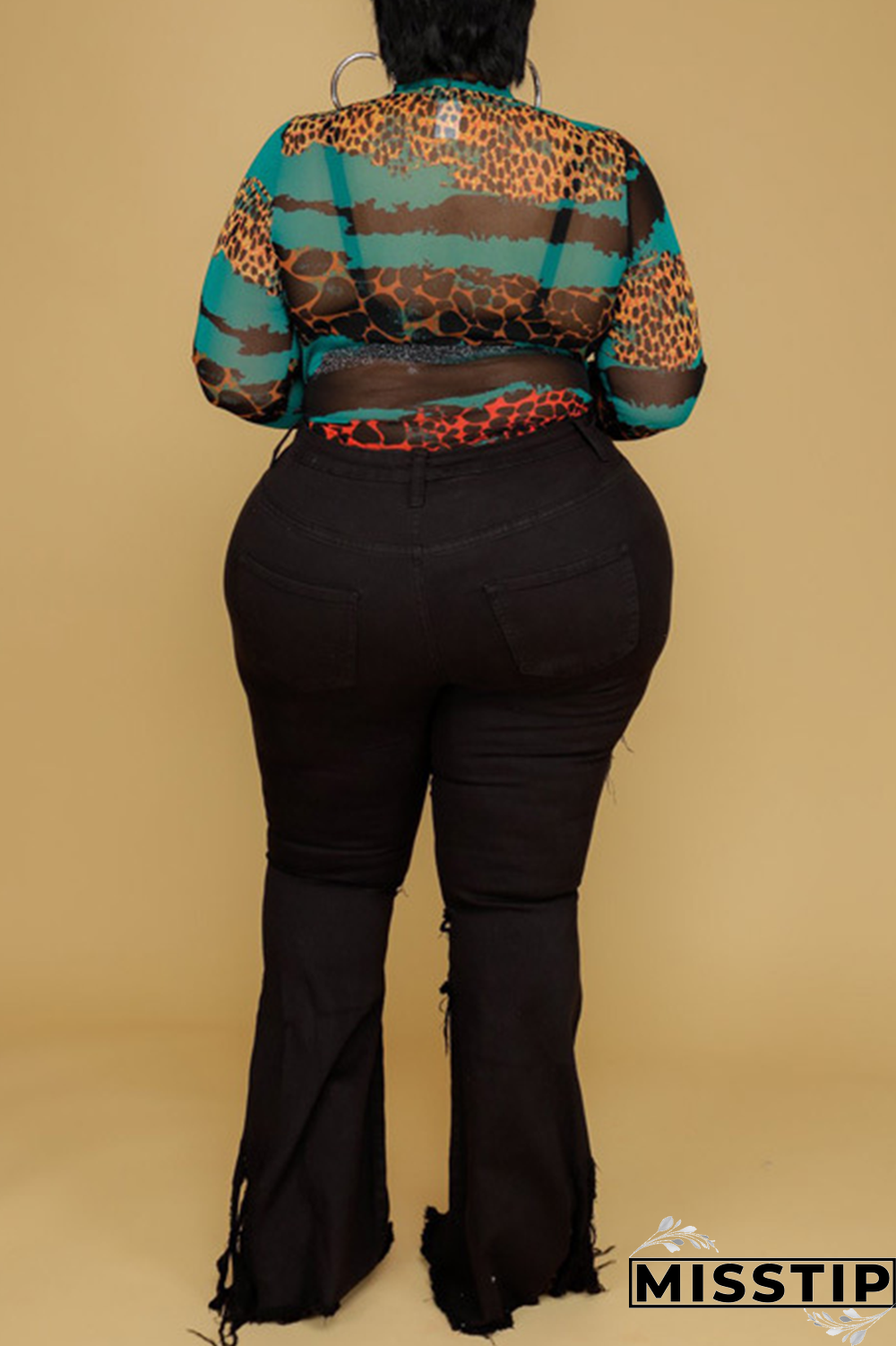 Dark Blue Sexy Solid Ripped Plus Size Jeans