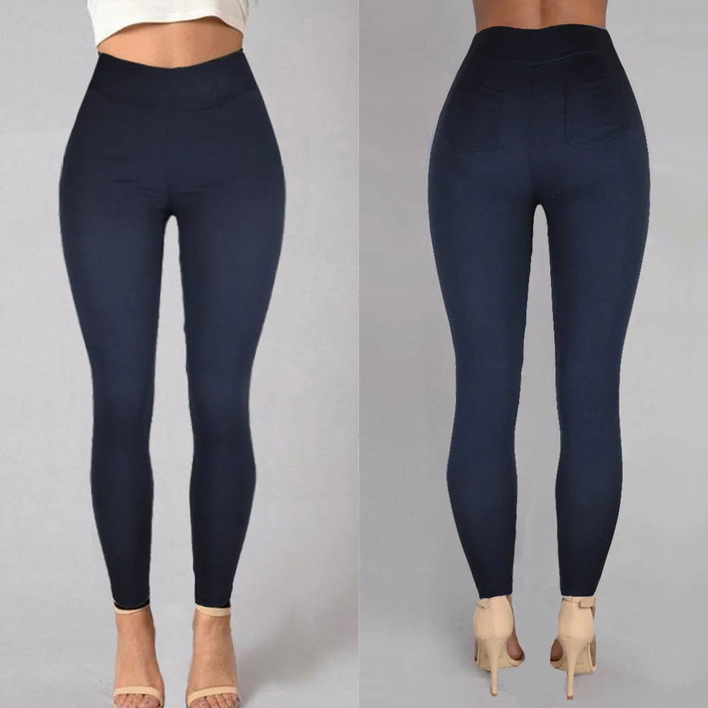 Uveng Commuting Autumn Women's High Waist Skinny Cropped Pencil Casual Pants