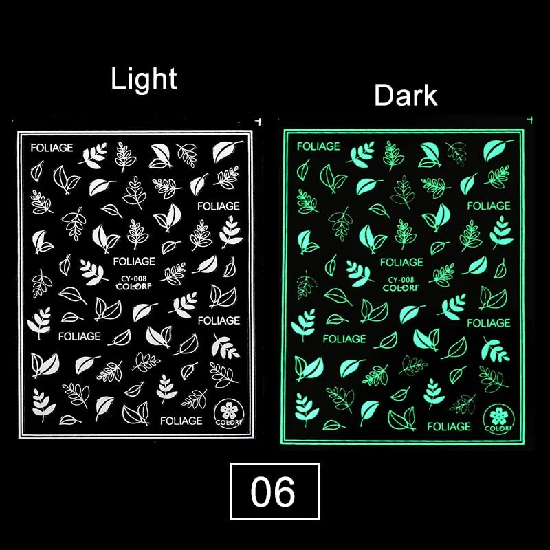 1PC Luminous Butterfly 3D Nail Stickers Five-pointed Stars /Number Acrylic Design Summer Nail Art Stickers Manicures Decoration