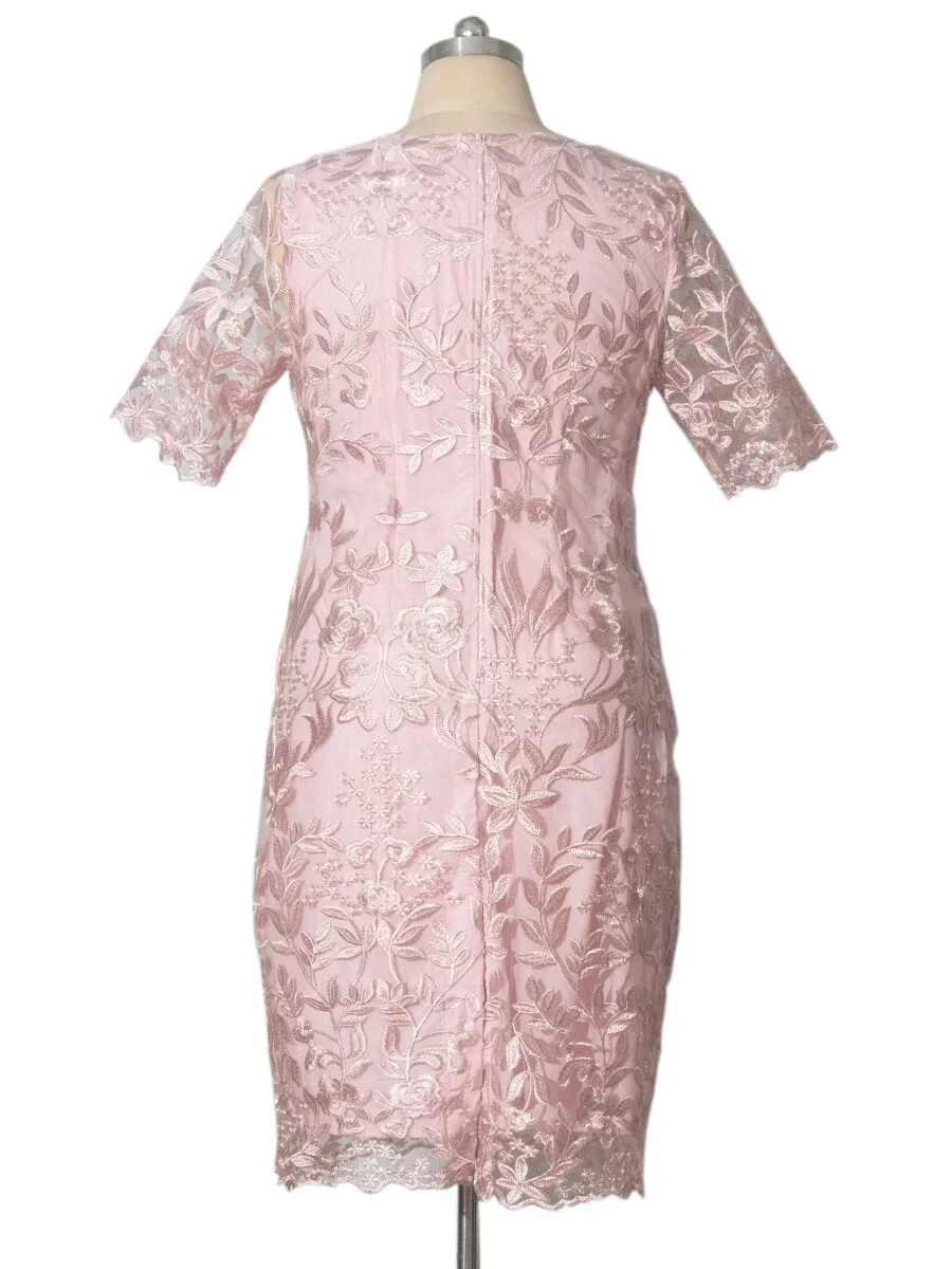 Women's Plus Size Lace Floral Elegant Embroidered Bodycon Formal Dress For Wedding Parents Guest 