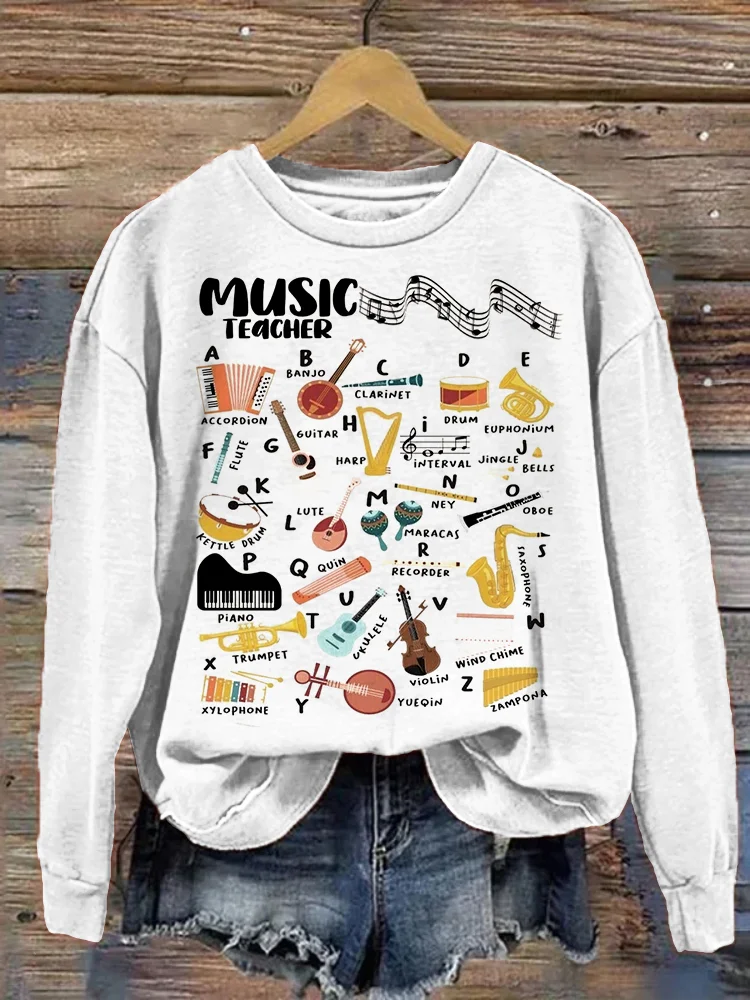 Music Teacher Fun Instruments and Alphabet Sweatshirt socialshop