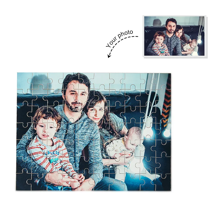 Custom Photo Wooden Puzzle Toy , Personalized Gift for Family Jigsaw - 70 PCS