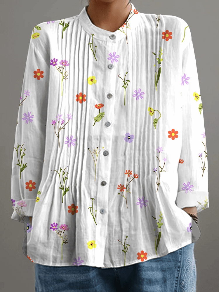 Women's Retro Floral Art Print Casual Shirt 
