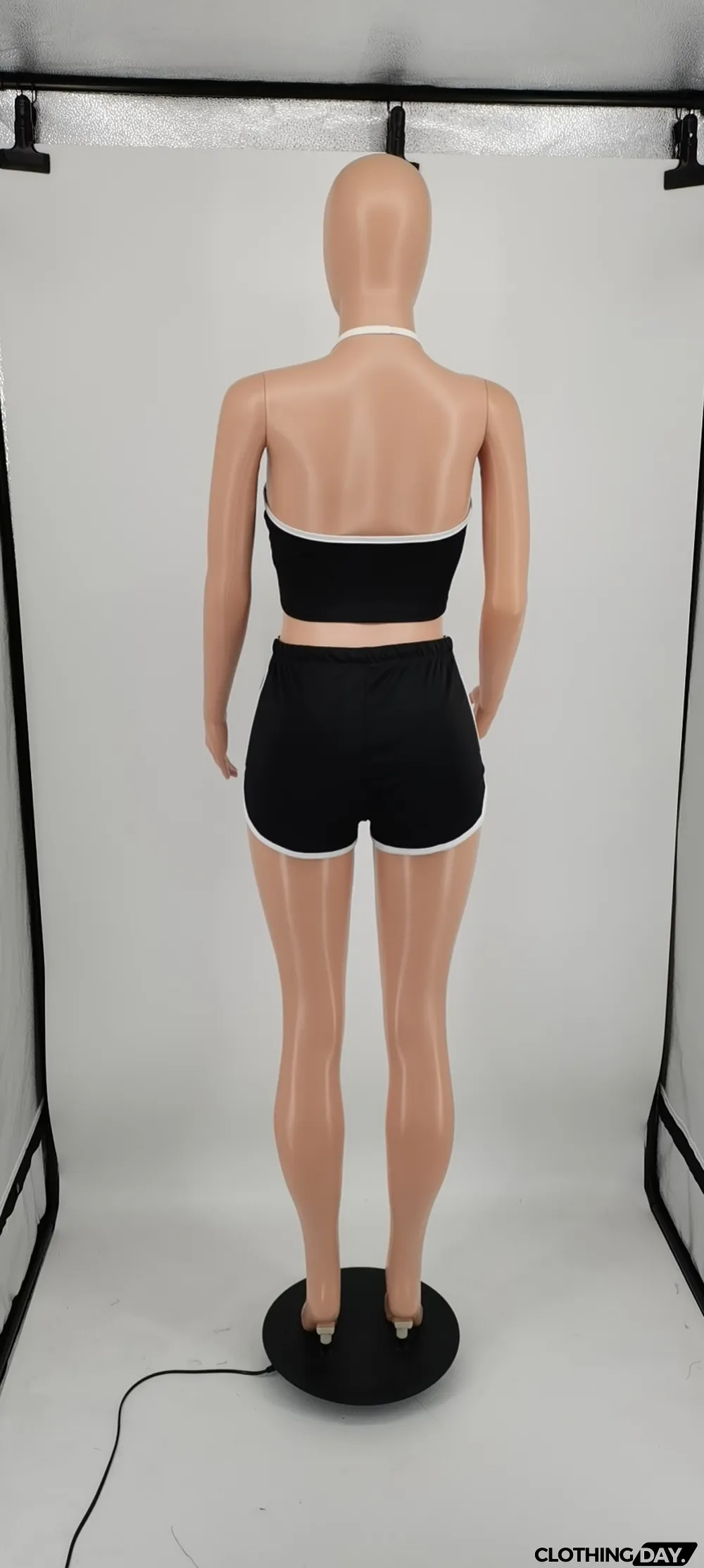 Summer sleeveless sexy solid color vest shorts two-piece set