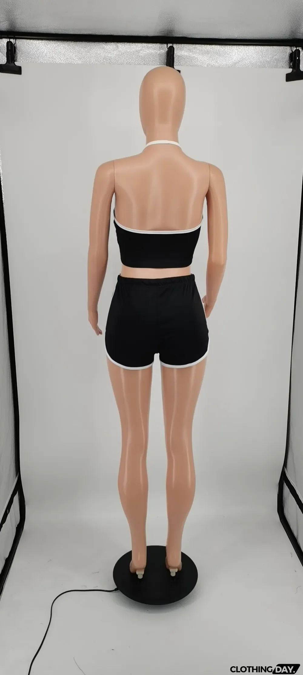 Summer sleeveless sexy solid color vest shorts two-piece set