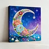 DIY Pearl Painting Moon in the Lake for Home Decor with Frame(25x25cm)