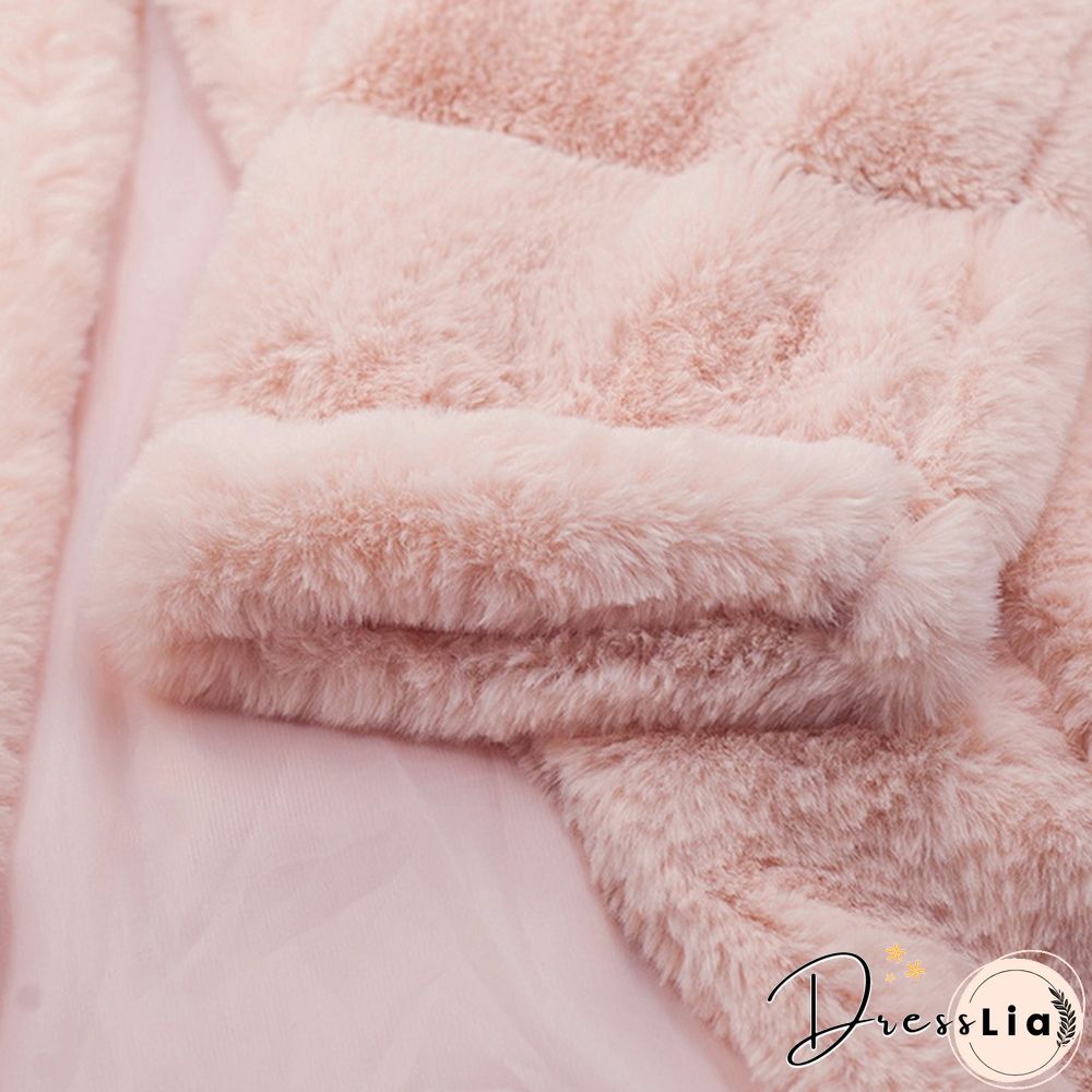 Women Winter Top Fashion Faux Fur Coat Elegant Thick Warm Outerwear Fake Fur Ladies Jacket Coat