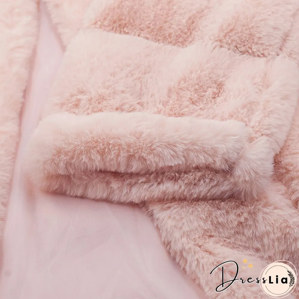 Women Winter Top Fashion Faux Fur Coat Elegant Thick Warm Outerwear Fake Fur Ladies Jacket Coat