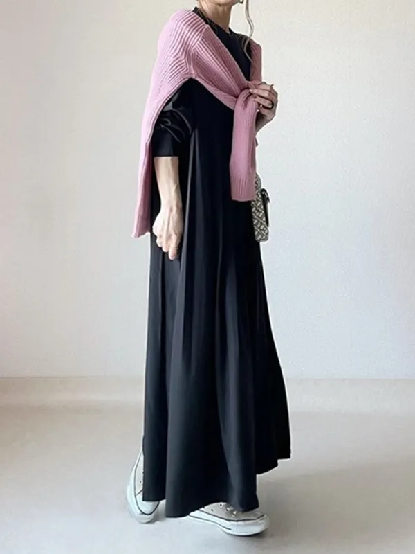 Pleated Split Jersey Tank Dress