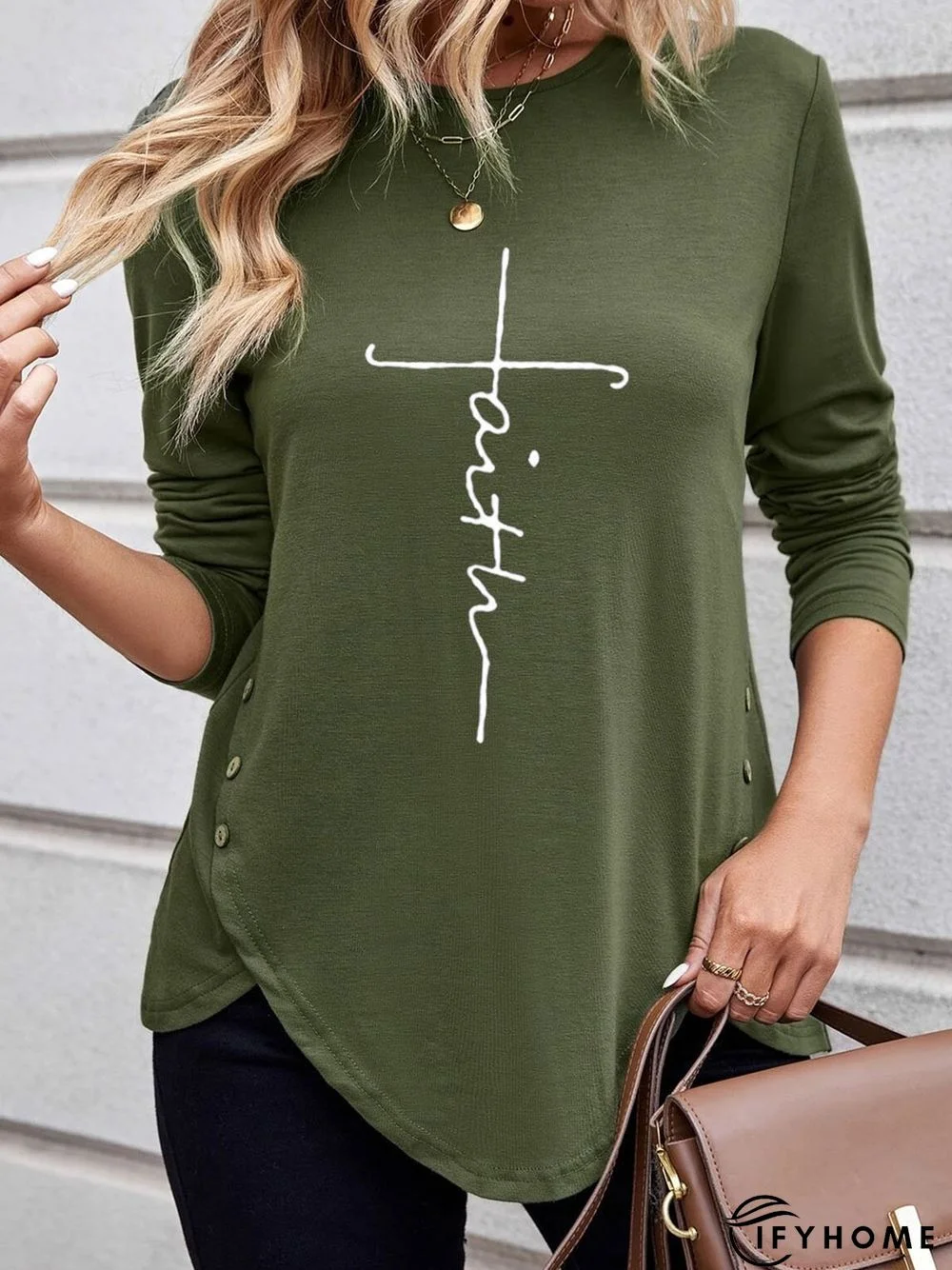 Jersey Buttoned Casual Text Letters T-Shirt | IFYHOME