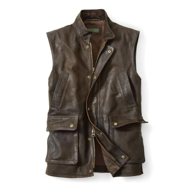 MEN'S VINTAGE ZIP LEATHER VEST