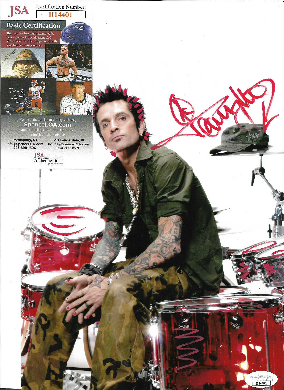 Tommy Lee Authentic Signed 8x10 Photo Poster painting, Motley Crue, Drummer, Sketches, JSA COA