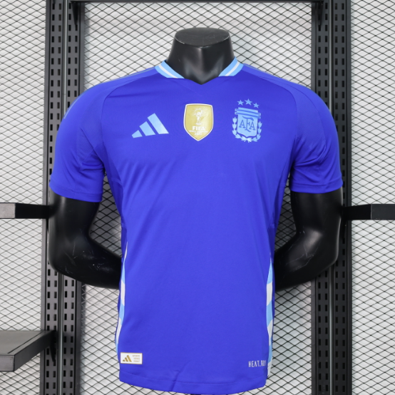 2024 Argentina Away Player Version With Champion Patch Football T-Shirt Thai Quality