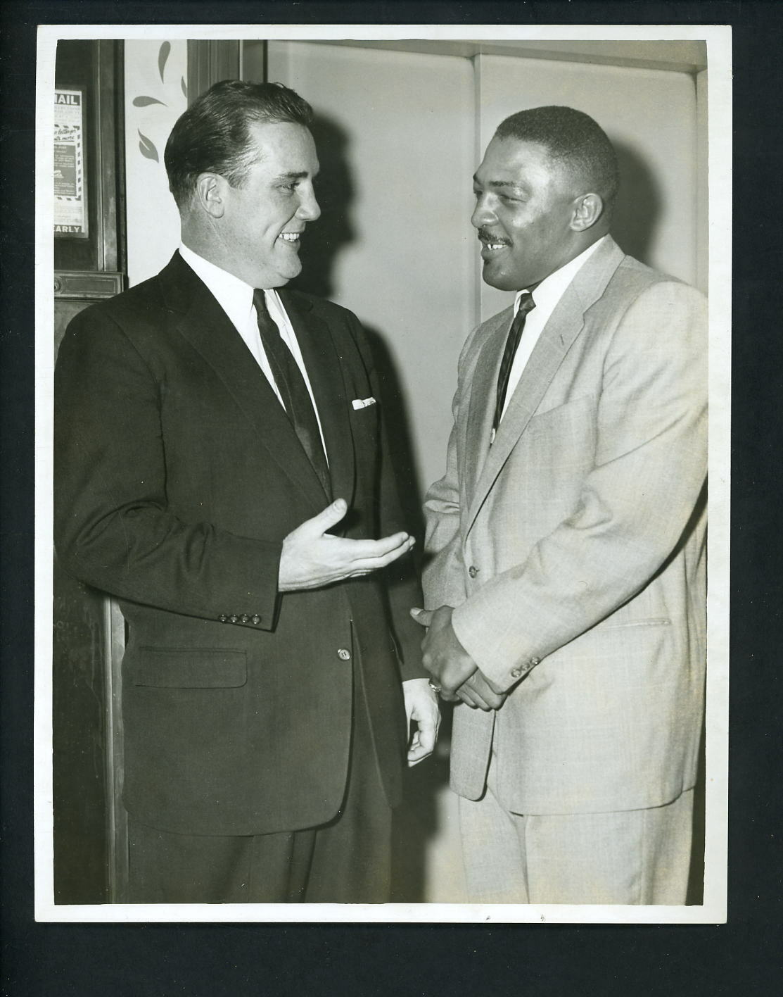 Billy Conn & Bob Baker at Omni William Penn Hotel 1955 Press Photo Poster painting Boxing