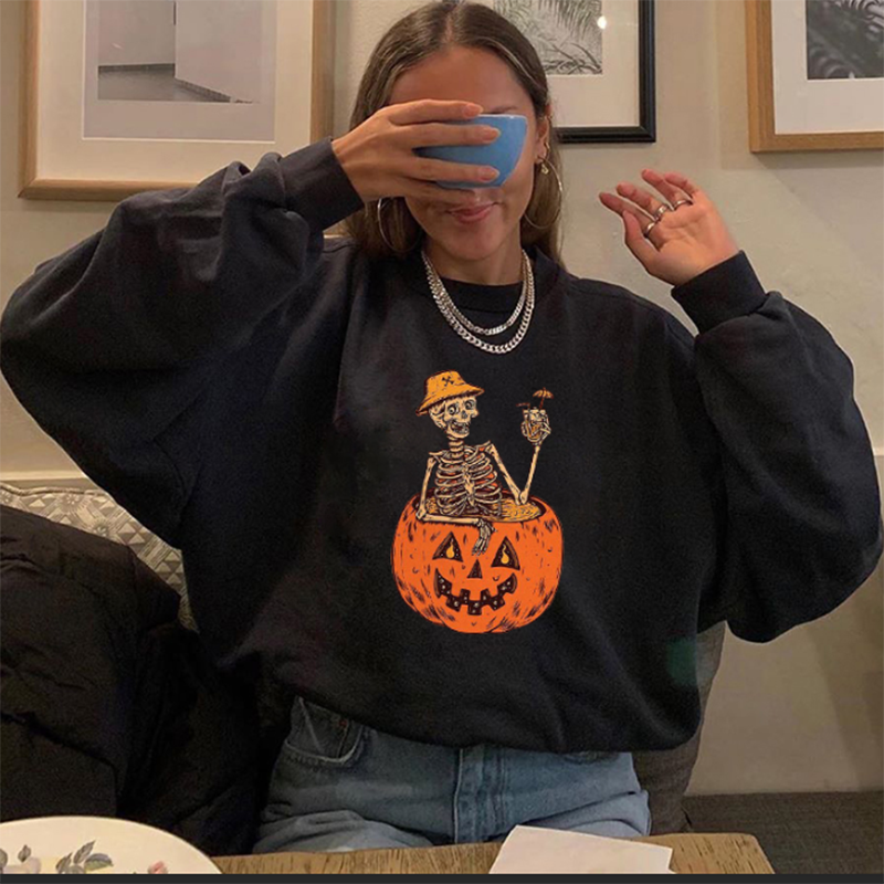  Halloween Happy Skeleton Printed Women Sweatshirt - Neojana
