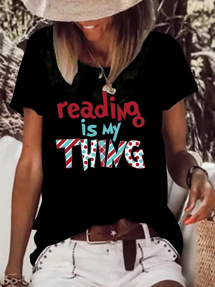 Reading is my Thing Raw Hem Tee-Annaletters