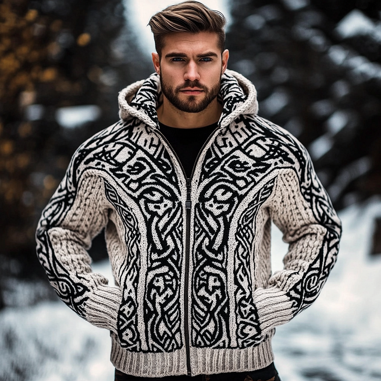 VChics Men's Viking Kyle Style Extra Thick Hooded Zip-up Sweater