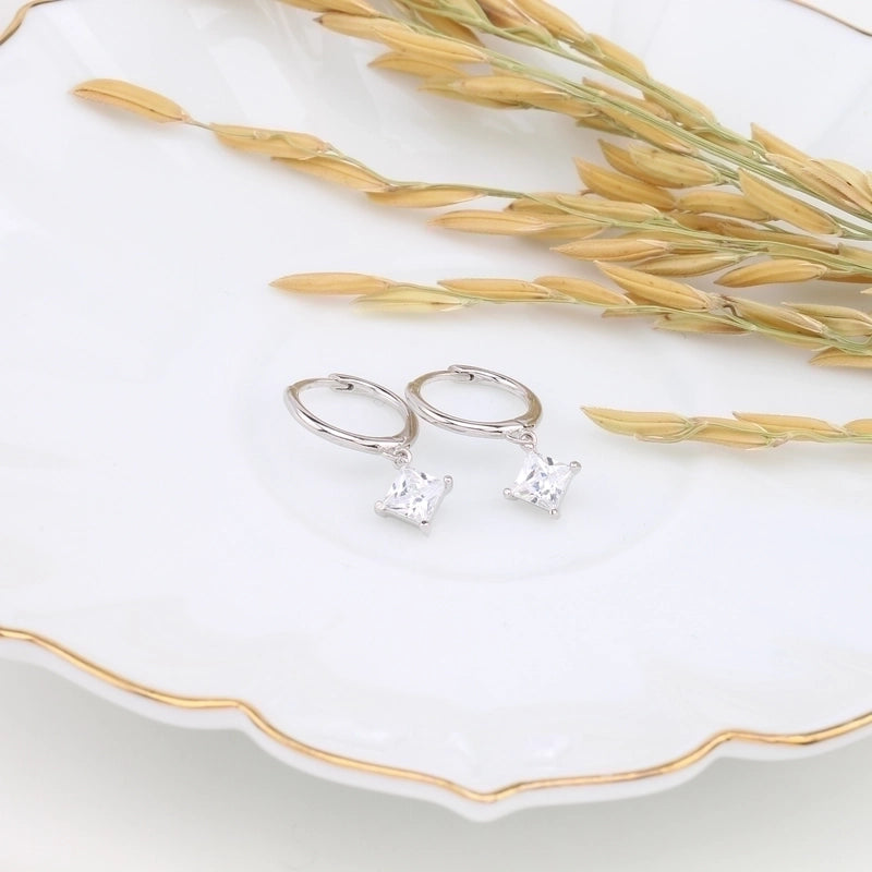 1 Pair 925 Sterling Silver Zircon Star Earrings