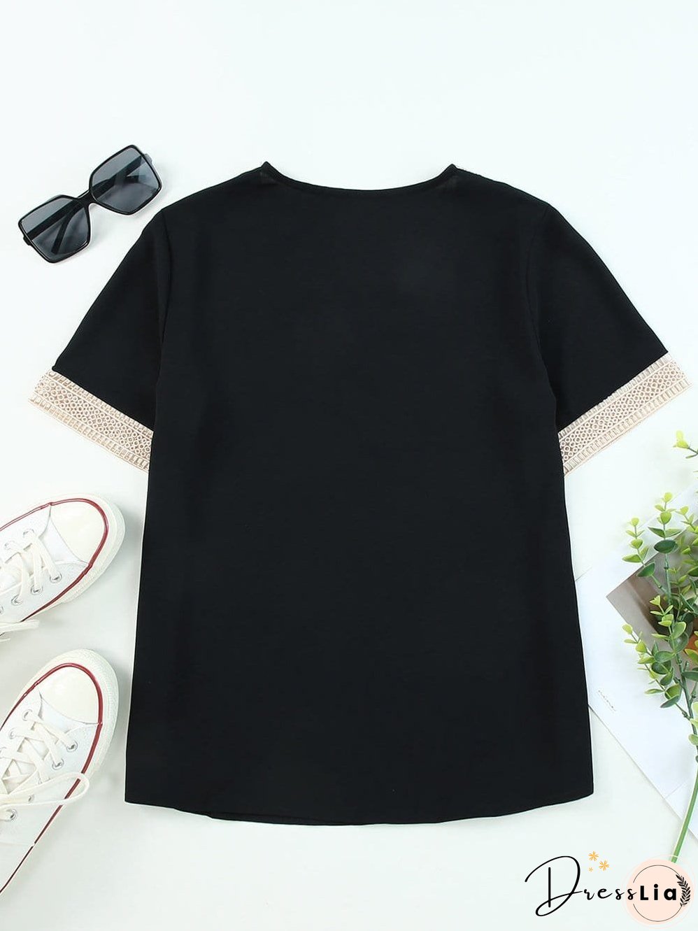 Office-Appropriate Lace Trim Blouse