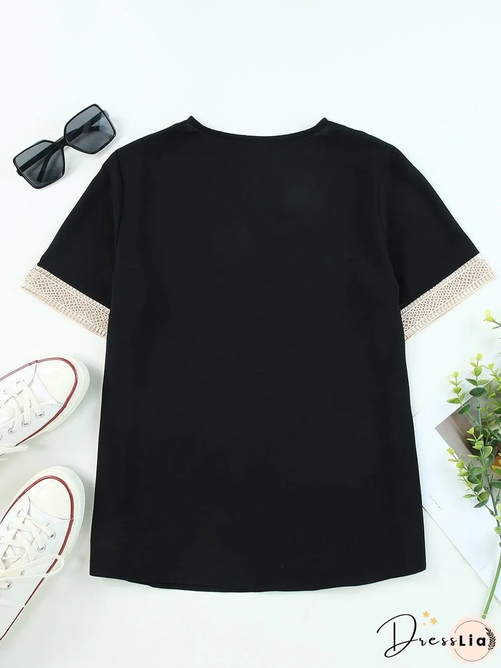 Office-Appropriate Lace Trim Blouse