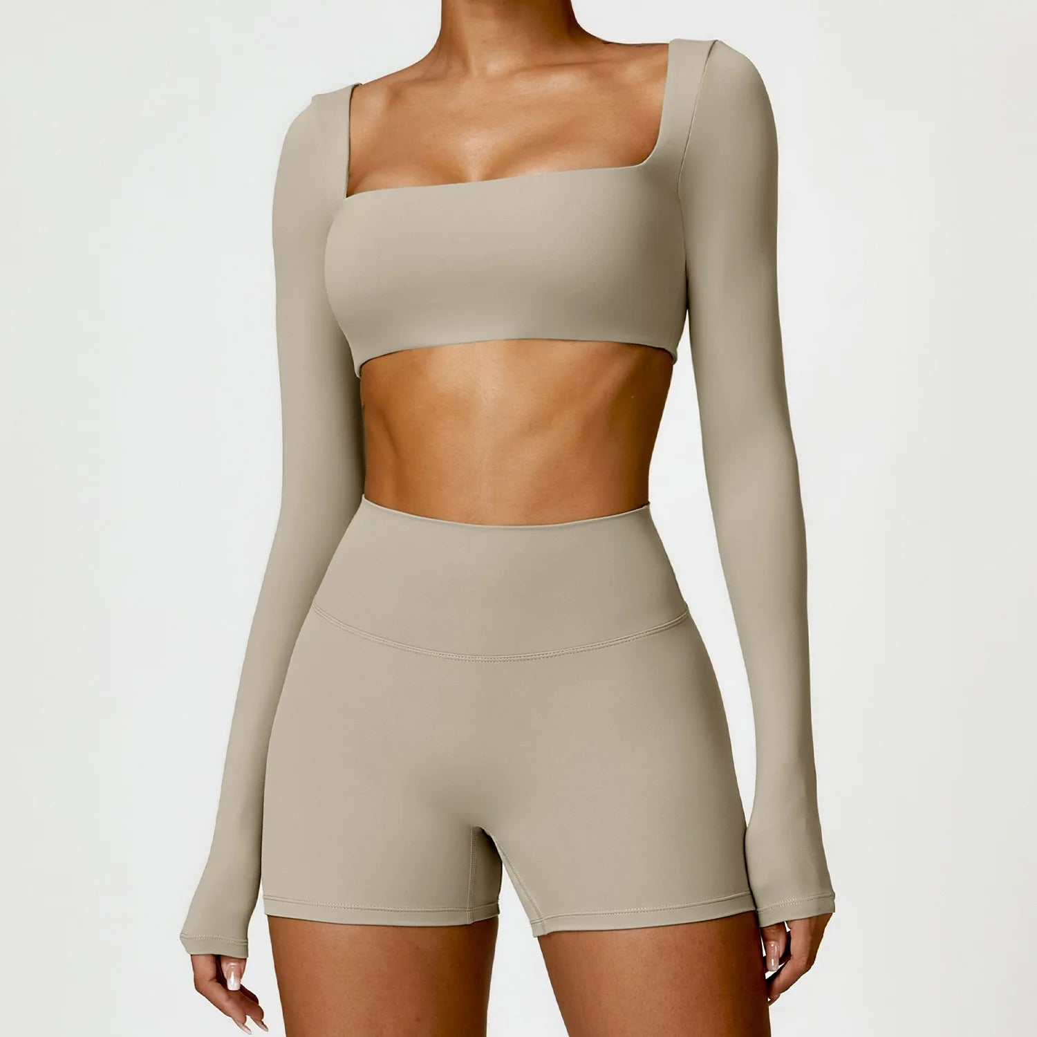 Llyge 2PCS Women Tracksuit Yoga Set Sportswear Workout Athletic Wear Gym Legging Fitness Crop Top Long Sleeve Sports Suits Push Up llyge
