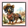 Cowboy Dachshund-11CT Stamped Cross Stitch 40*40cm/15.75*15.75in tapestrymarket