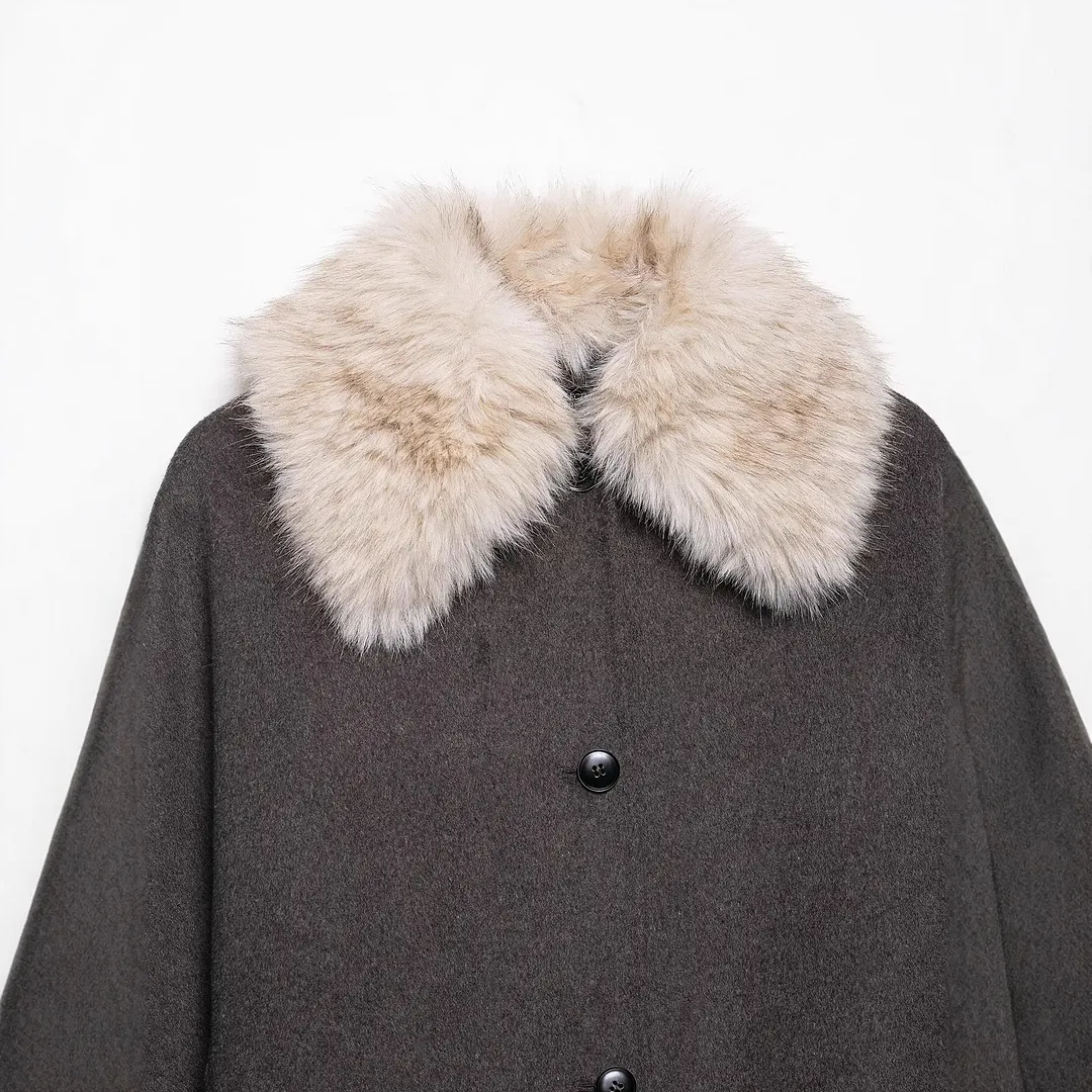 Nigikala Nigikala New Fashion Temperament Woman Made Fur Effect Necking Jacket 7522241