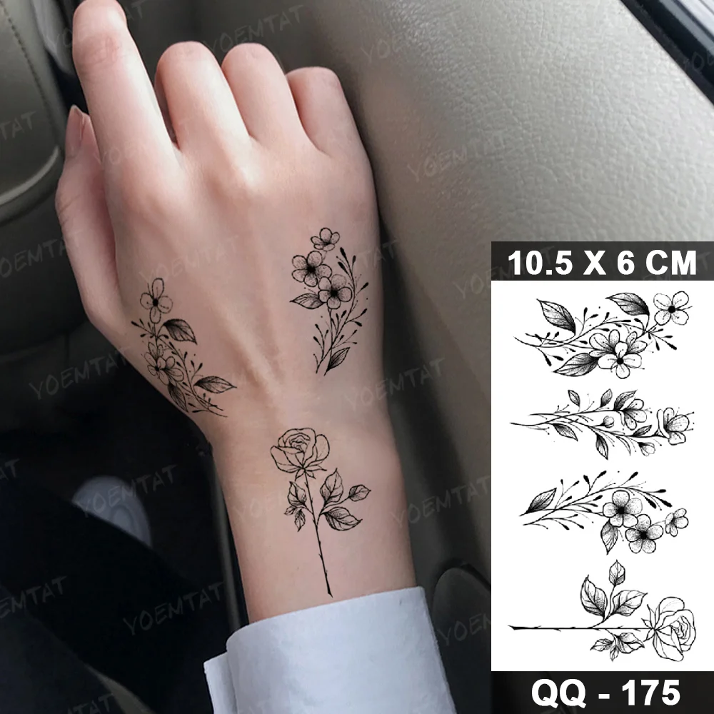 Sdrawing Temporary Tattoo Stickers Butterfly Flower Realistic Sexy Flash Tatoo Women Men Arm Waist Line Body Art Fake Tatto Cool