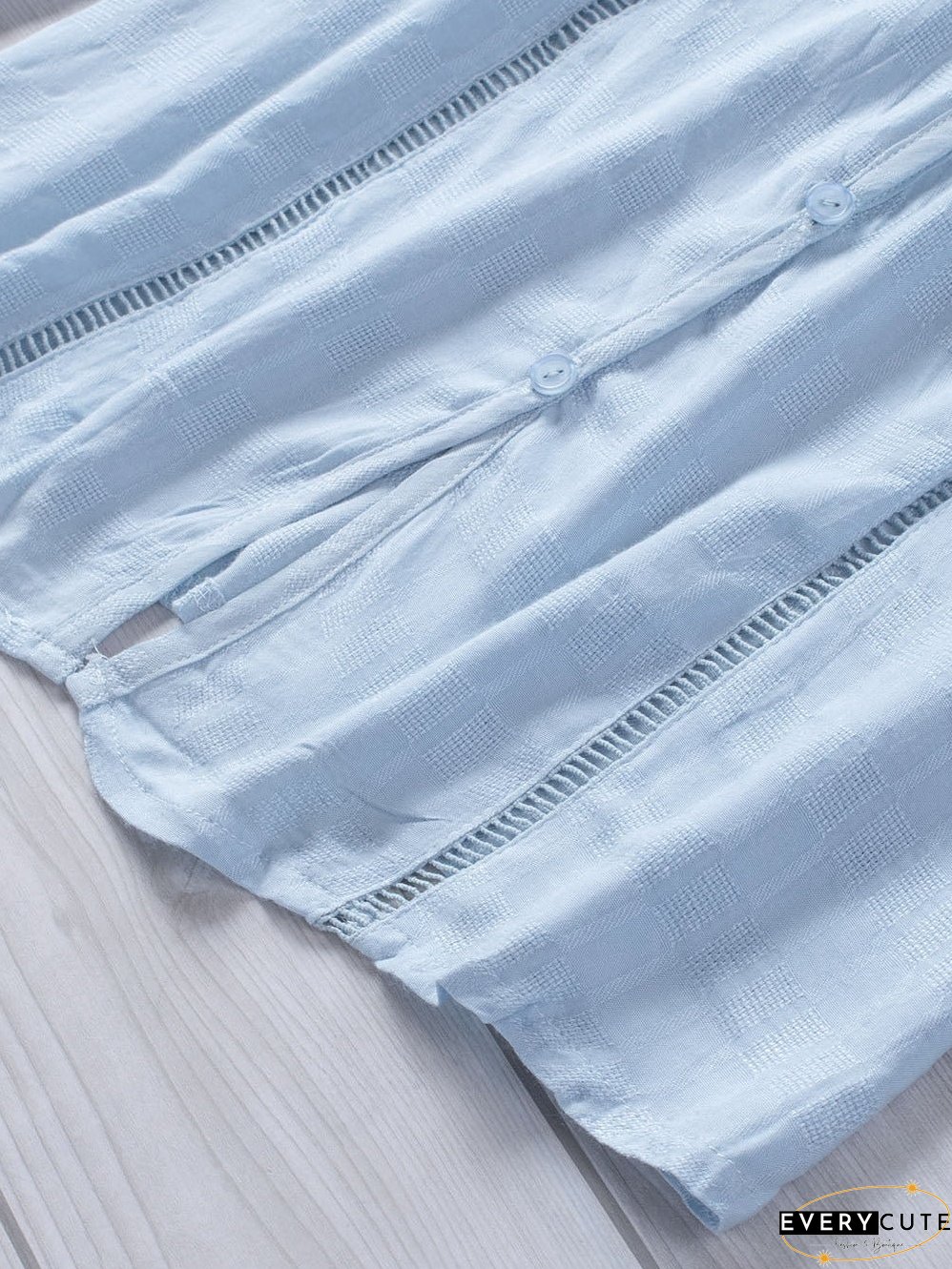 Casual Crochet-Detail Button-Up